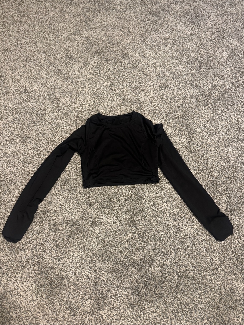 Women's Black Long-Sleeve Crop Rash Guard, XS, NWOT